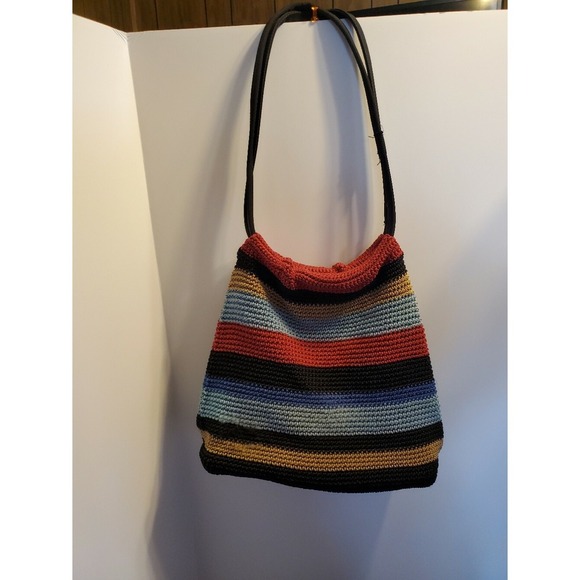 The Sak Handbags - The Sak Crochet Hobo Shoulder Bag Multi-Color‎ Striped Woven Knit Tote